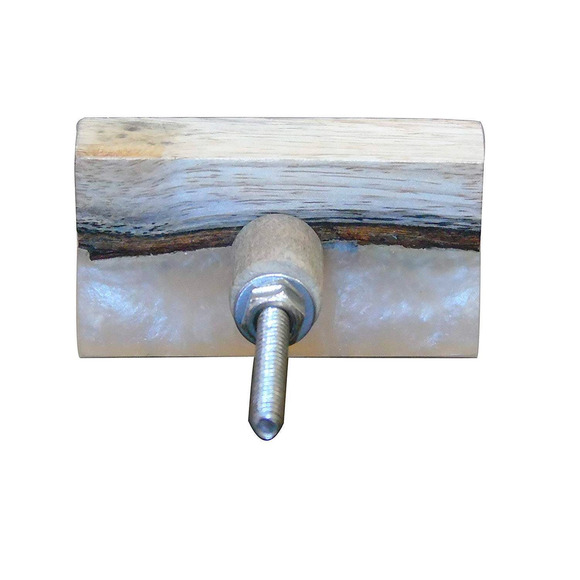 NEW Set of 6 Drawer Rectangle Pull Wooden Knobs Lot with Glass - Picture 5 of 8